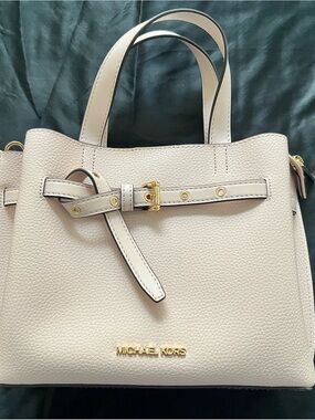 Michael Kors Cream Leather Tote/Purse with Belt Accent